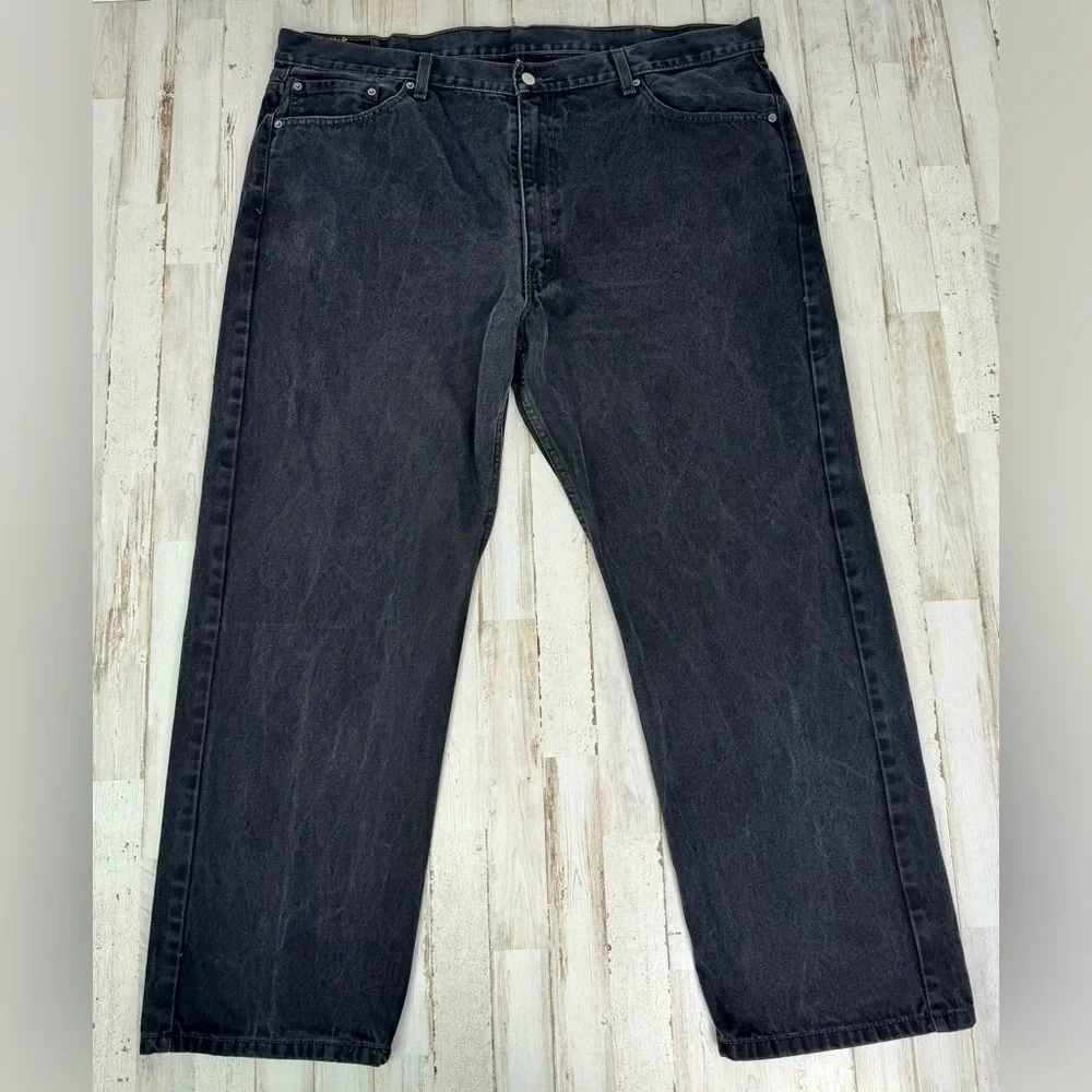 Levis Jeans Mens 46x30 Black 505 Straight Wide Leg Western Cowboy 100% Cotton